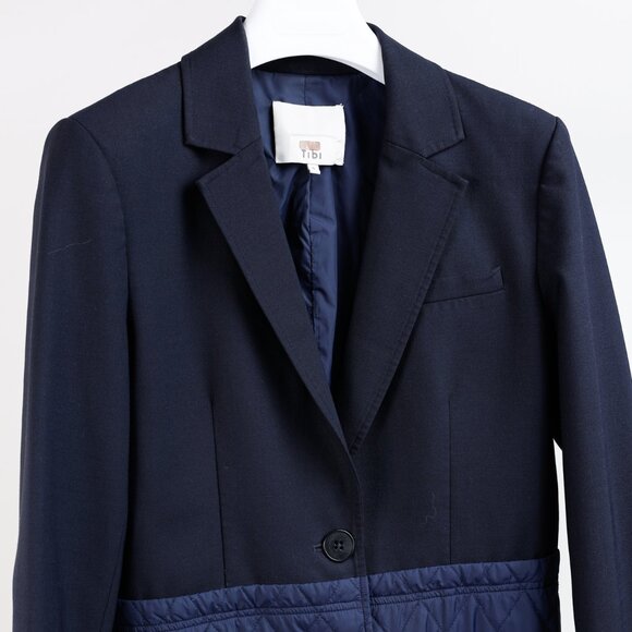 Tibi Quilted Combo Navy Blazer Jacket - Picture 4 of 12